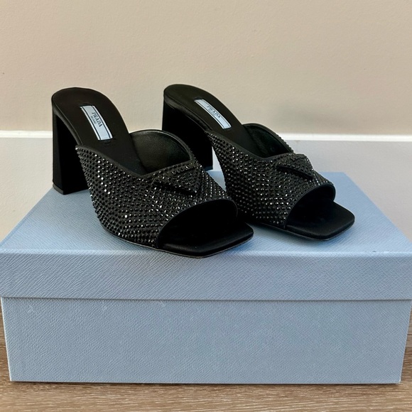 PRADA High-heeled black satin with crystals - Picture 3 of 3